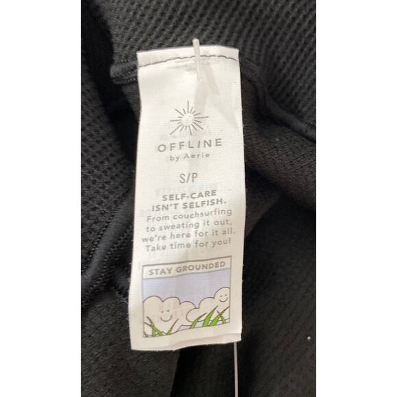 NWT Offline By Aerie Real Me Flare Hi-Rise Black Leggings Small Cinched Waist - Picture 7 of 8